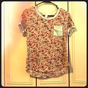 no boundaries teal and roses ringer tee